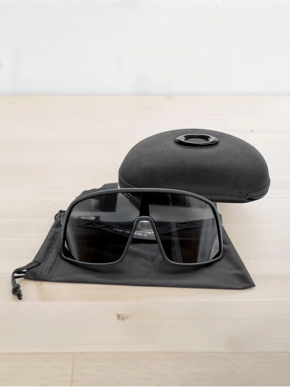 Oakley Sutro Black Shield Sunglasses Grey Lens w/ Case